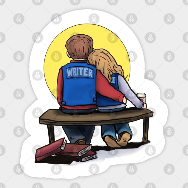 writer and muse Sticker by randomship